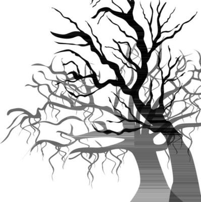 Illustration of a black color tree with shadow.