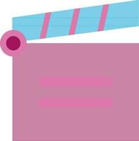 Flat style clapperboard in blue and pink color. vector
