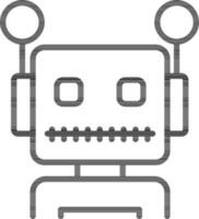 Black Outline Halloween Robot Icon on White Background. vector