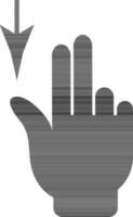 Silhouette of Scroll down hand gesture. vector