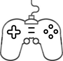 Black Line Art Game Pad Icon in Flat Style. vector
