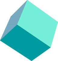 3D square cube in blue color. vector