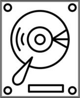 Hard Disk Drive Icon in Black Line Art. vector