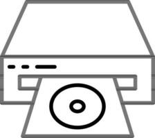 DVD Player Icon or Symbol in Black Line Art. vector