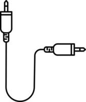 Audio Cable Icon Or Symbol In Black Line Art. vector