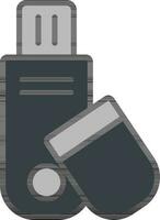 USB Flash Drive Icon in Grey Color. vector