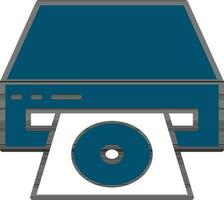 DVD Player Icon or Symbol in Blue and White Color. vector