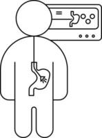 Patient Doing Endoscopy Test Icon In Black Outline. vector