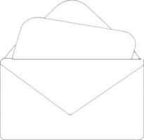 Black line art open envelope with latter. vector