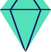 Flat style diamond in blue and green color. vector