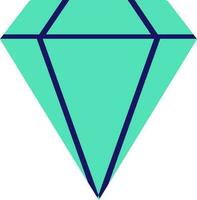 Flat style diamond in blue and green color. vector