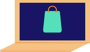 Shopping bag on laptop screen. vector