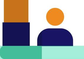 Character of faceless man sitting in counter icon. vector