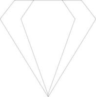 Flat style diamond made by black line art. vector