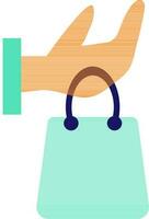 Hand holding shopping bag. vector