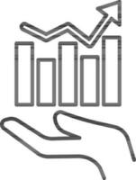 Line Art Illustration of Hand With Growth Graph Icon. vector