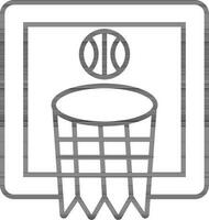 Flat style basketball with net in back line art. vector