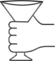 Line Art Illustration of Hand Holding A Cocktail or Martini Glass Icon. vector