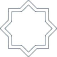 Eight Point Star Frame Or Rangoli Icon In Line Art Style. vector