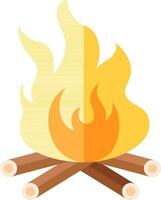 Bonfire Icon Or Symbol In Yellow And Brown Color. vector