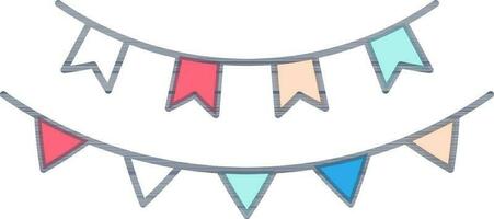 Colorful Illustration Of Bunting Garland Icon In Flat Style. vector