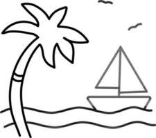 Summer Holiday concept with sailboat in the sea. vector