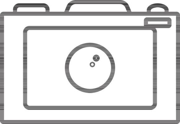 Black line art illustration of a camera icon.