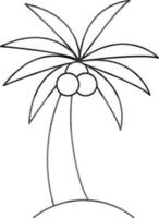 Coconut Tree Icon In Black Line Art. vector