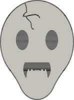 Grey and Black Monster Skull Icon in Flat Style. vector