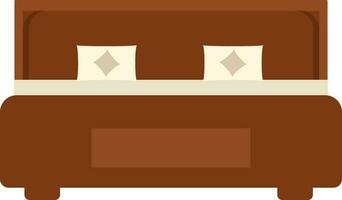 Double bed with two pillows and blanket. vector