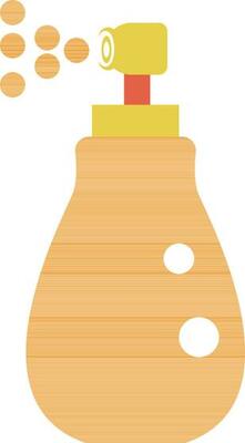 Spray bottle icon in orange and yellow color.