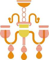 Isolated colorful icon of Chandelier Lamp. vector