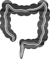 Black style of large intestine icon of body part. vector