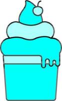 Ice Cream Cup Icon In Cyan Color. vector