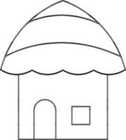 Line Art Illustration of Hut Icon In Flat Style. vector