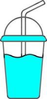 Cyan And White Color Milkshake Icon In Flat Style. vector