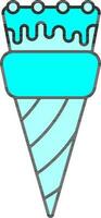 Illustration of Ice Cream Cone Icon In Cyan Color. vector