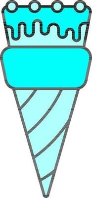 Illustration of Ice Cream Cone Icon In Cyan Color.