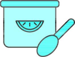 Flat Style Ice Cream Tub Icon In Cyan Color. vector