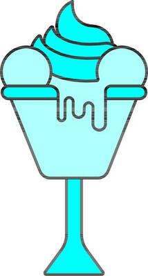 Cyan Color Sundae Icon.