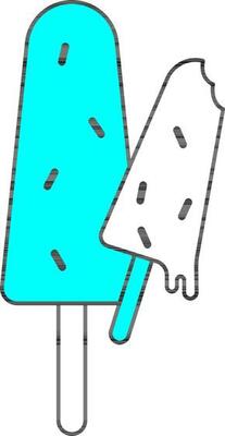 Cyan And White Color Ice Cream Stick Icon.