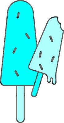Cyan Color Ice Cream Stick Icon.