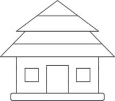 Flat Style Hut Icon In Black Line Art. vector