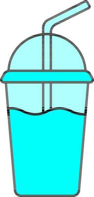 Cyan Color Milkshake Icon In Flat Style.