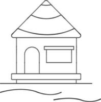 Line Art Illustration Of Stilt House Icon In Flat Style. vector