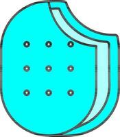 Flat Style of Sandwich Ice Cream Icon In Cyan Color. vector