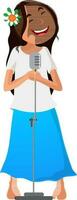 Illustration of a girl with microphone. vector