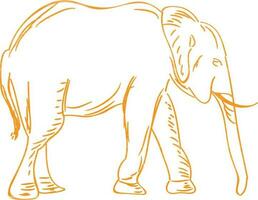Flat line art illustration of an elephant. vector
