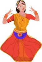 Young woman performing Indian Classical Dance. vector