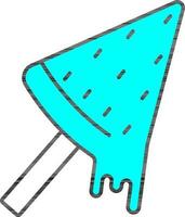 Popsicle Ice Cream Icon In Cyan And White Color. vector